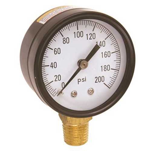 0 to 200 psi Pressure Gauge, 2 in. Face