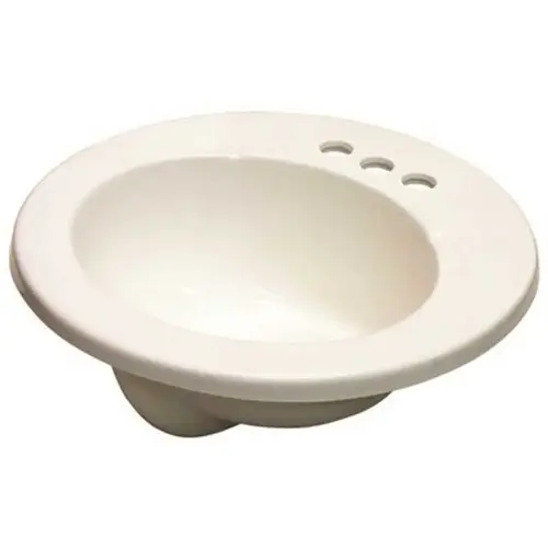 19-1/2 in. x 8-1/4 in. Drop-In Round Cultured Marbel Lavatory Sink in White