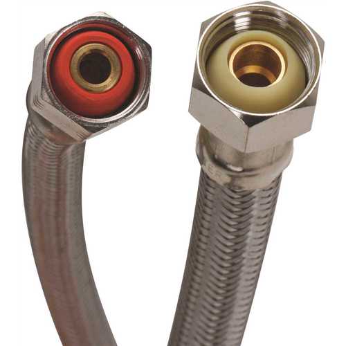 Fluidmaster B3F30 1/2 in. Compression x 1/2 in. F.I.P. x 30 in. L Braided Stainless Steel Faucet Connector