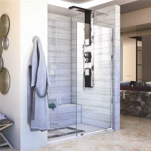 Linea 34 in. x 72 in. Semi-Frameless Fixed Shower Door without Handle in Chrome