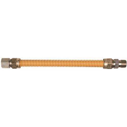 Watts 30C-3232-30 Stainless Steel Gas Appliance Connector, Yellow Coated, 5/8 in. OD, 1/2 in. ID, 1/2 in. FNPT x 1/2 in. Mnpt, 30 in. L