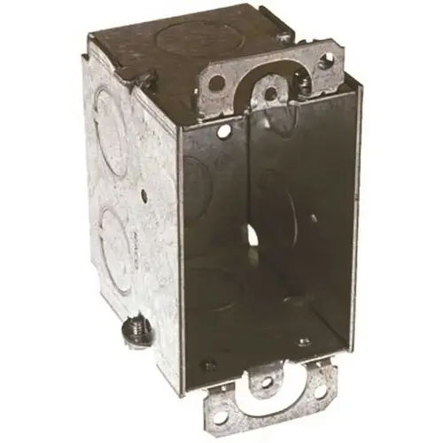 3 in. x 2 in. Switch Box Gangable 2-1/2 in. Deep with Eight 1/2 in. KO's Plaster Ears Gray