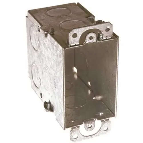 3 in. x 2 in. Switch Box Gangable 3-1/2 in. Deep with Nine 1/2 in. KO's, Plaster Ears Gray