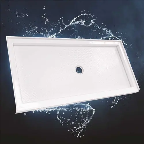 SlimLine 30 in. D x 60 in. W Single Threshold Shower Base in White