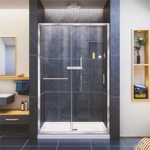 Infinity-Z 44 to 48 in. x 72 in. Semi-Frameless Sliding Shower Door in Chrome