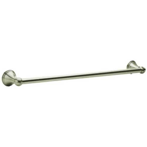 Towel Bar, 24 in L Rod, Aluminum, Brushed Nickel, Surface Mounting