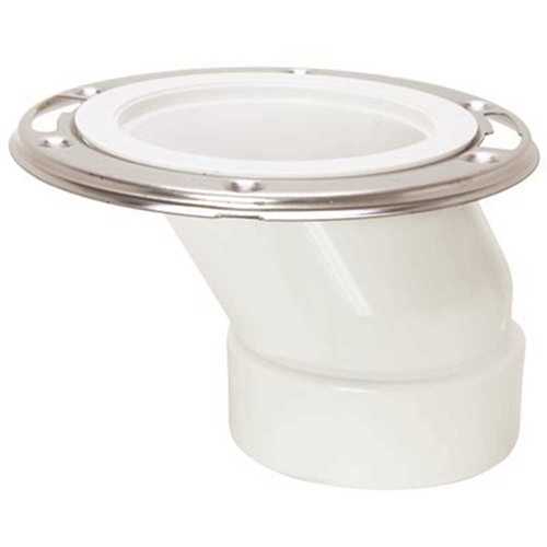 3 in. Closet Flange Offset Swivel PVC White w/SS swivel ring