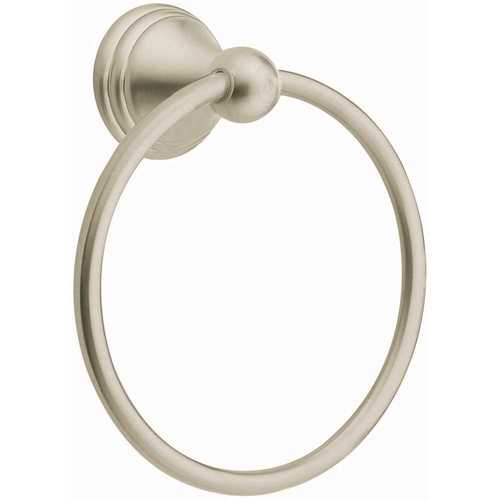Moen DN8486BN Preston Series Towel Ring, 6-1/4 in Dia Ring, 22 lb, Brass/Zinc, Brushed Nickel, Screw Mounting