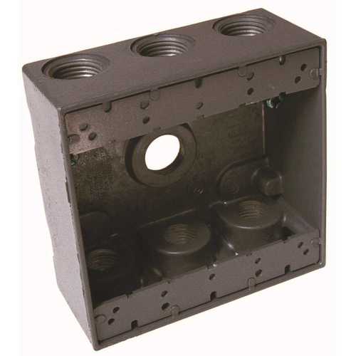 BELL 5348-0B 2-Gang Weatherproof Gray Box with Seven 3/4 in. Threaded Outlets