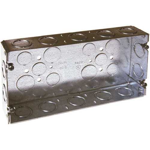 Hubbell 952 Electrical Box, 3 -Gang, 24 -Knockout, (6) 1/2 in End, (4) 3/4 Inside Knockout, Galvanized Steel