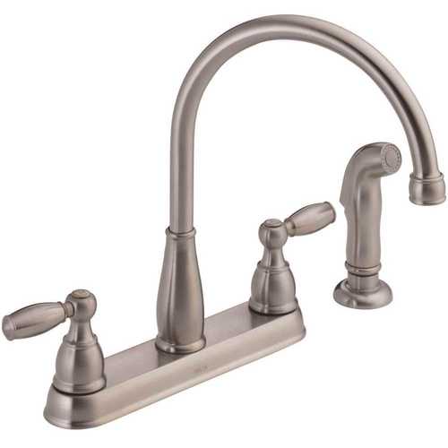 Delta 21988LF-SS Foundations 2-Handle Standard Kitchen Faucet with Side Sprayer in Stainless