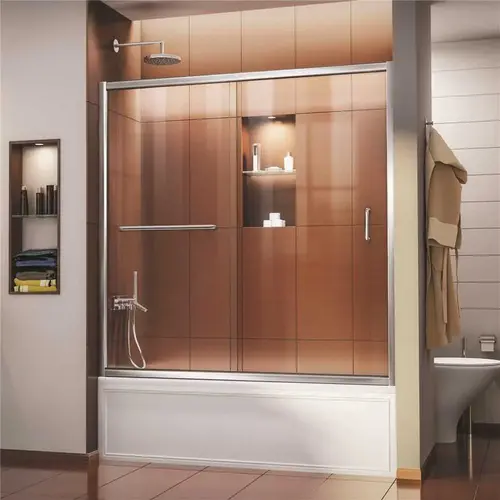 Infinity-Z 56 to 60 in. x 58 in. Semi-Frameless Sliding Tub Door in Chrome