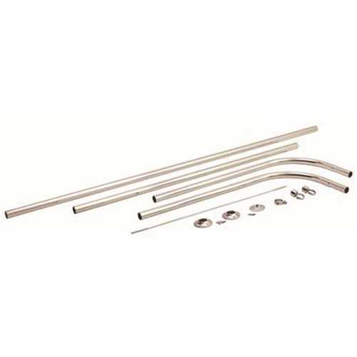 Premier 2091005 54 in. D-Type Shower Rod with Ceiling Support Aluminum
