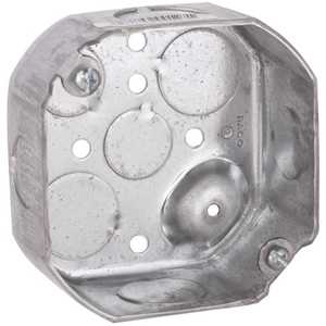 HUBBELL WIRING 127 4 in. Drawn Octagon Electrical Box, Raised Ground