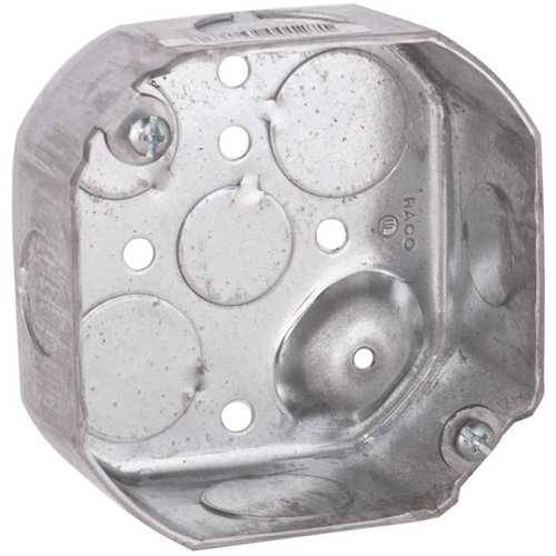 RACO 127 Octagonal Box, 4 in OAW, 1.56 in OAD, 4 in OAH, 8 -Knockout, Steel Housing Material, Gray