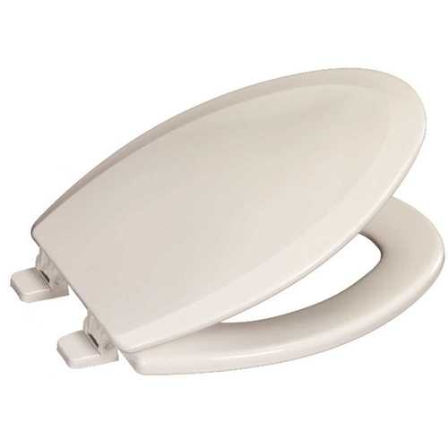 Molded Wood Elongated Closed Front Toilet Seat in White