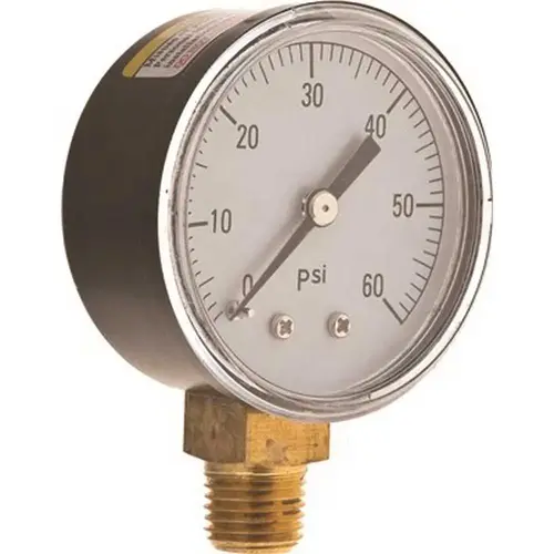 0 to 60 psi Water Pressure Gauge, 2 in. Face