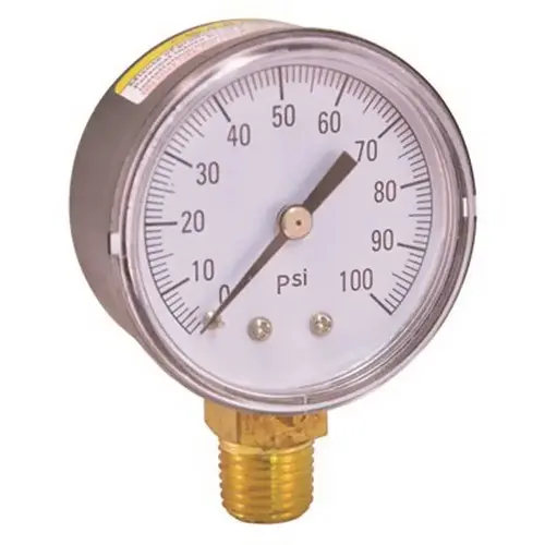 0 to 100 psi Pressure Gauge, 2 in. Face