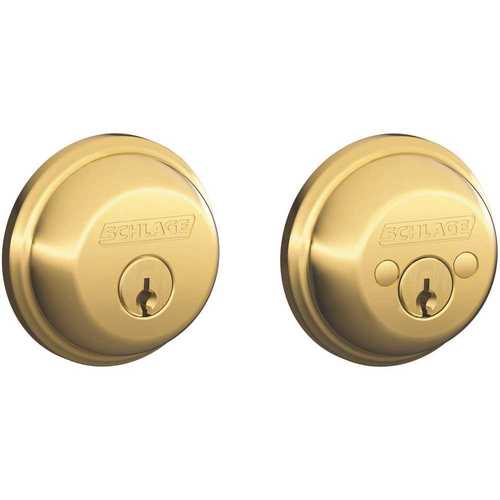 Entry Deadbolt, 1 Grade, Keyed Alike Key, Metal, Polished Brass, 2-3/8 x 2-3/4 in Backset, C, K4 Keyway - pack of 4