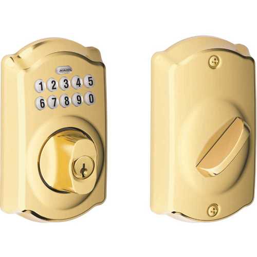 Camelot Bright Brass Keypad Electronic Door Lock Deadbolt