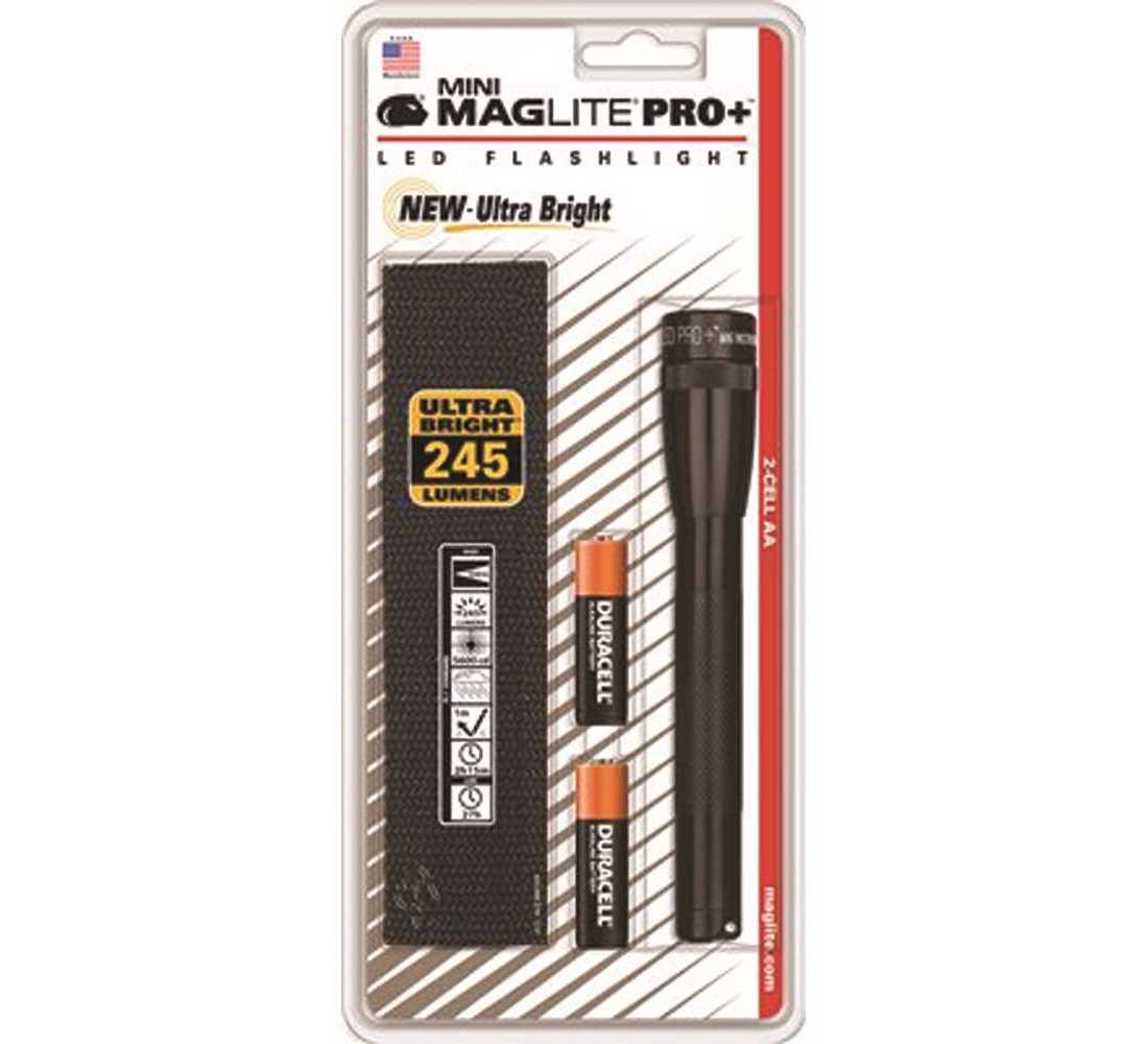 Maglite Sp P01h Mini Maglite Pro Plus Led Flashlight Uses 2 Batteries Holster Pack In Black