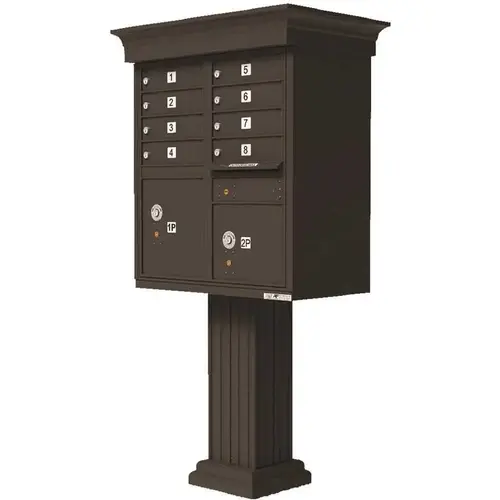 Vital 8-Mailboxes 2-Parcel Lockers 1-Outgoing Pedestal Mount Cluster Box Unit Dark Bronze Powder Coat