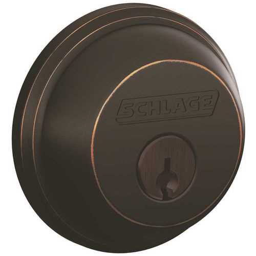 B60716 Deadbolt, Aged Bronze, 2-3/8 x 2-3/4 in Backset, C Keyway