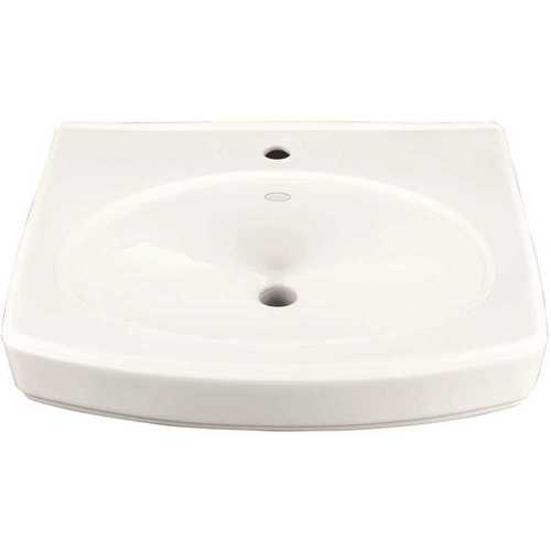 Pinoir Wall-Mount Vitreous China Sink Basin in White with Overflow Drain