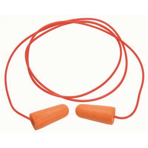 Orange Foam Ear Plugs with Cord - pack of 100