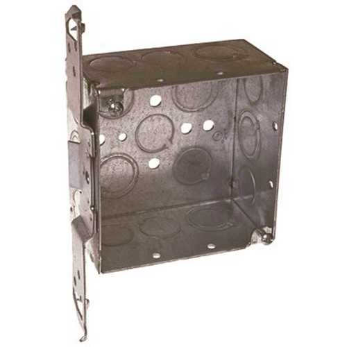 4 in. Square Box Welded 2-1/8 in. Deep with Nine 1/2 in. KO's and Five TKO's, TS Bracket Flush Gray