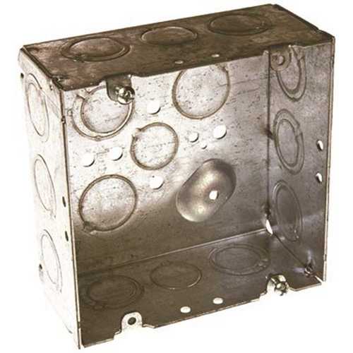 4-11/16 in. Square Box Welded 2-1/8 in. Deep with One 1/2 in. KO and Fifteen TKO's Gray