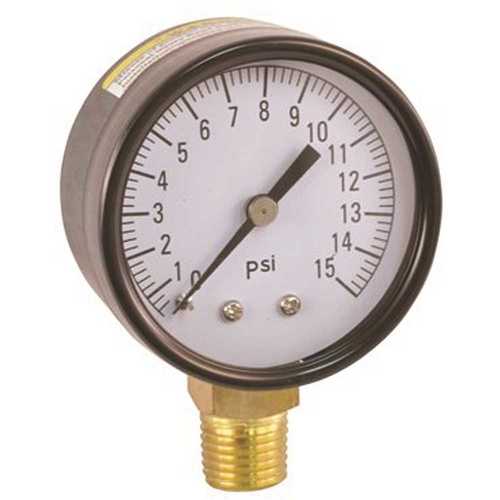 0 to 15 psi Pressure Gauge, 2 in. Face