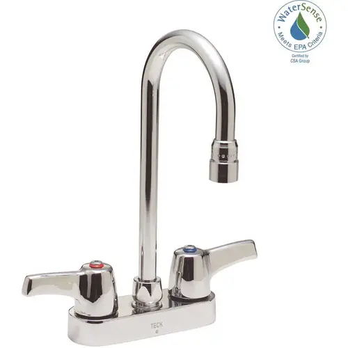 2-Handle Standard Kitchen Faucet with Gooseneck Spout in Chrome