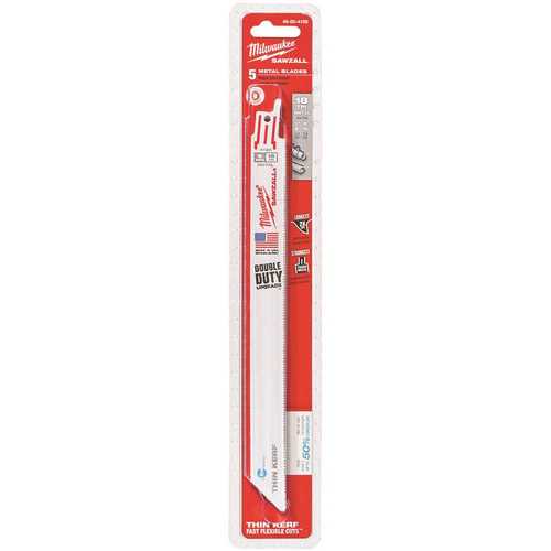 Milwaukee 48-00-4188 9 in. x 18-TPI Thin Kerf Ice Hardened Multi-Material SAWZALL Reciprocating Saw White - pack of 5