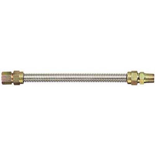 Stainless Steel Gas Appliance Connector, 3/8 in. OD, 1/4 in. ID, 3/8 in. MNPT x 1/2 in. FNPT, 48 in. L