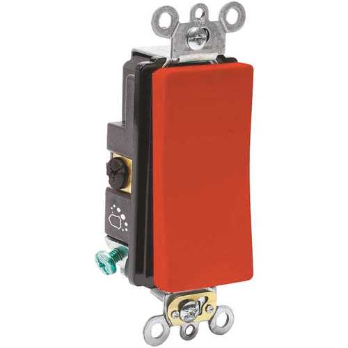 Decora Plus 20 Amp 120-Volt/277-Volt Antimicrobial Treated 3-Way Rocker Switch, Red