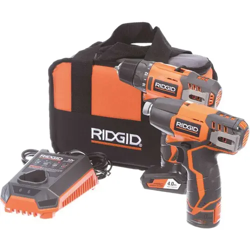 12-Volt Lithium-Ion Cordless Drill/Driver and Impact Driver Combo Kit with 2-Batteries, Charger and Bag Orange