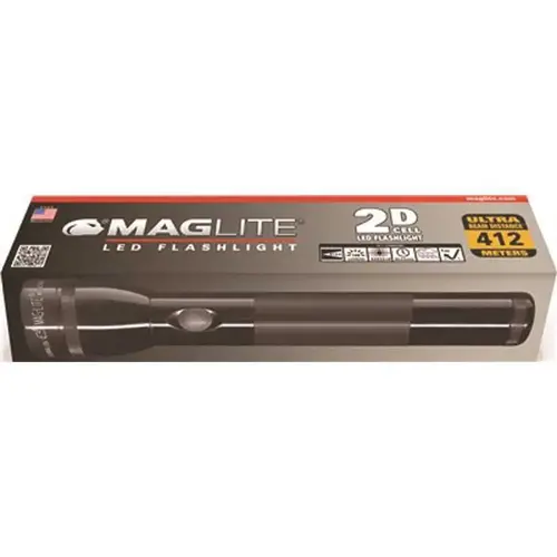 2D LED Flashlight Uses 2D Batteries in Black