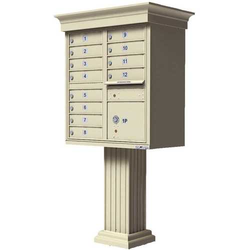 Vital 12-Mailboxes 1-Parcel Locker 1-Outgoing Pedestal Mount Cluster Box Unit