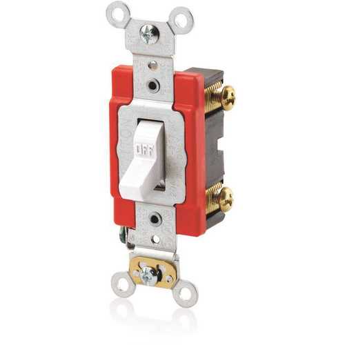 20 Amp, 120/277 Volt, Antimicrobial Treated Toggle, Standard 3-Way AC Quiet Switch, White