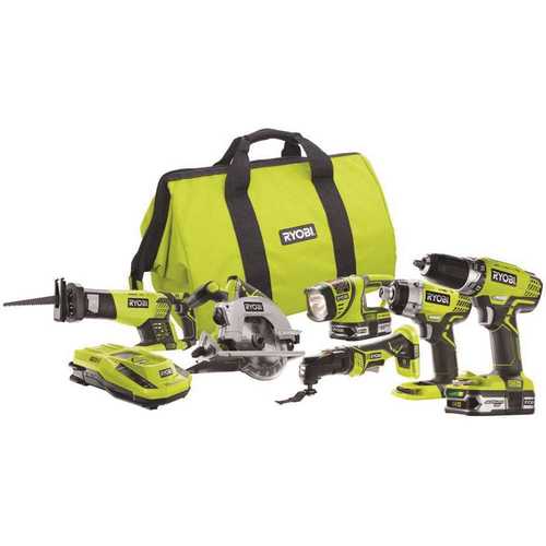 18-Volt ONE+ Lithium-Ion Cordless 6-Tool Combo Kit with (2) 1.5 Ah LITHIUM+ Batteries, Dual Chemistry Charger, and Bag