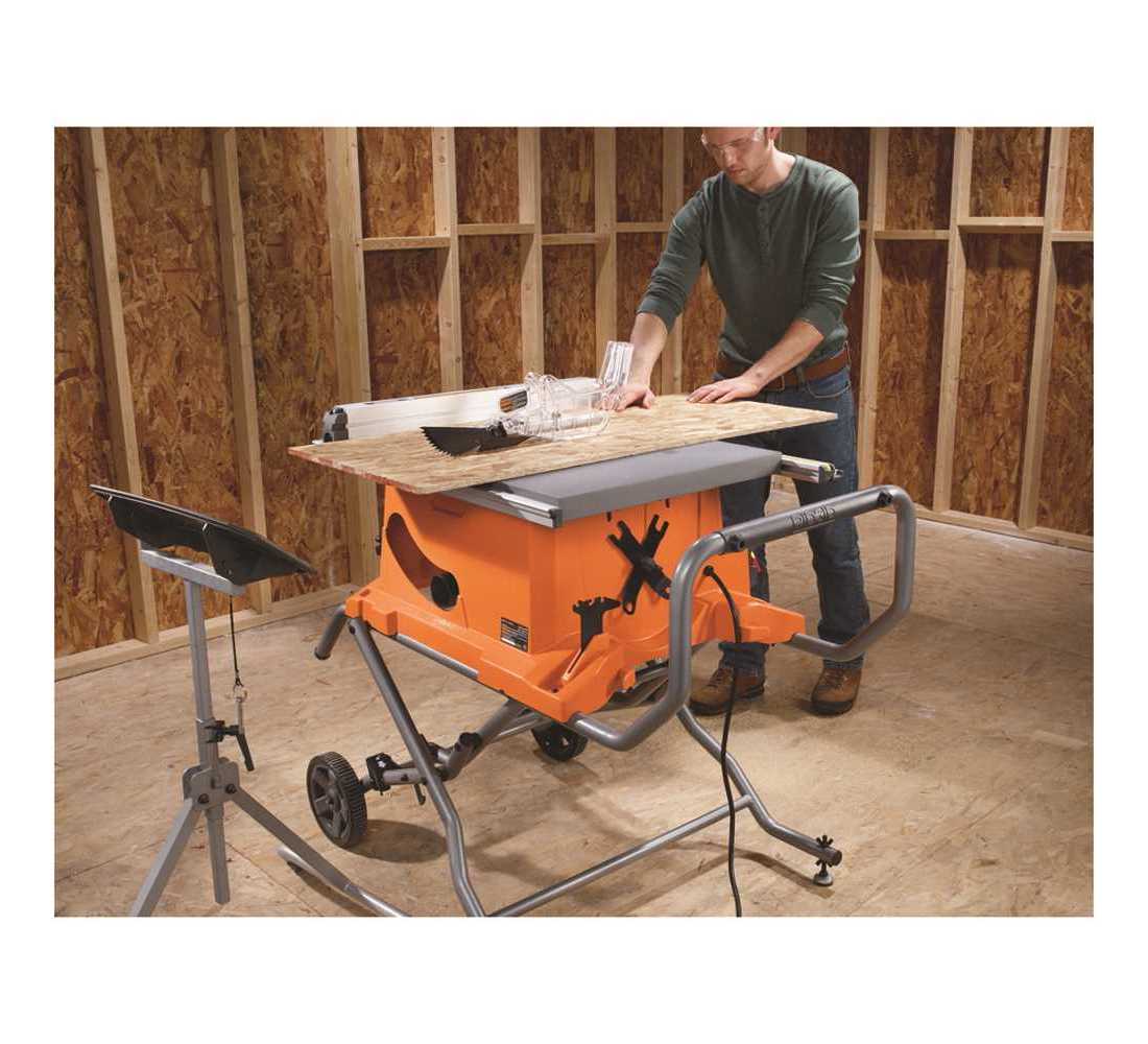 Ridgid R4513 15 Amp Corded 10 In Heavy Duty Portable Table Saw With Stand