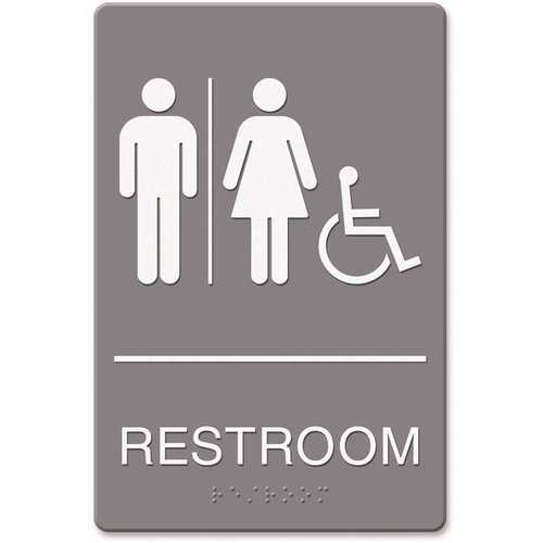 6 in. x 9 in. Restroom/Wheelchair Accessible Tactile Symbol Molded Plastic ADA Sign