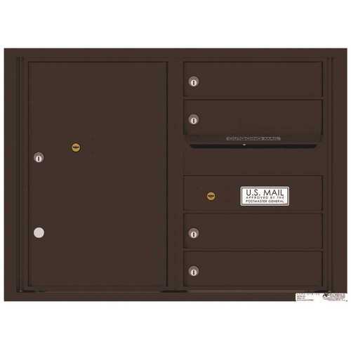 Versatile 4-Tenant Compartments 1-Parcel Locker Compartments Wall-Mount 4C Mailbox Suite Dark Bronze