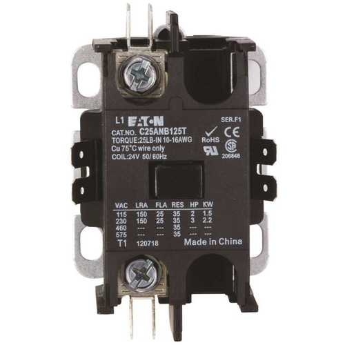 Eaton C25ANB140T Contactor Single Pole 40 Amp, 24-Volt Coil