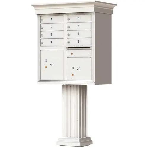 Florence 1570-8VPG 8-Mailboxes 2-Parcel Lockers 1-Outgoing Pedestal Mount Cluster Box Unit Postal Gray