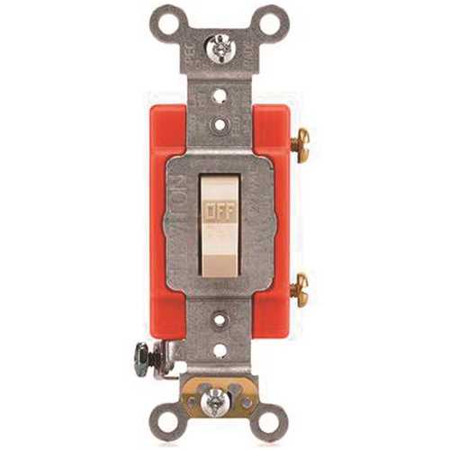 20 Amp, 120-Volt to 277-Volt, Standard Single-Pole Antimicrobial Treated Toggle Light Switch, Ivory