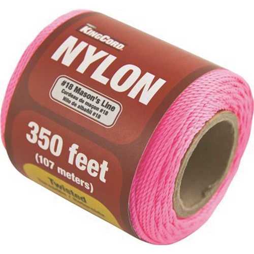 KingCord 300861BG #18 x 350 ft. Twisted Nylon Mason's Line, Pink