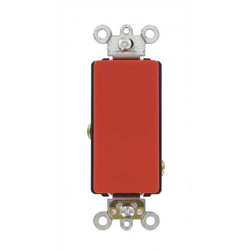 Leviton A5621-2R Decora Plus 20-Amp 120/277-Volt Antimicrobial Treated Single-Pole Rocker Switch, Red