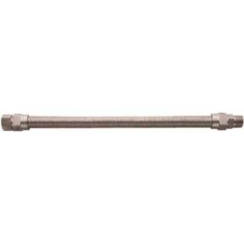 Watts 30-3132-24 Stainless Steel Gas Appliance Connector, 5/8 in. OD, 1/2 in. ID, 1/2 in. MNPT x 1/2 in. FNPT, 24 in. L